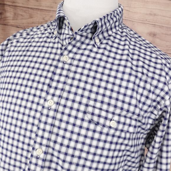 DANIEL CREMIEUX COLLECTION BLUE CHECK BUTTON DOWN SHIRT MENS SIZE XL - Picture 2 of 7